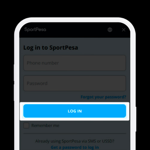 Click on the "Sign in" button in the Sportpesa app