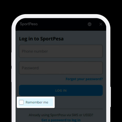 The 'Remember me' option in the Sportpesa app