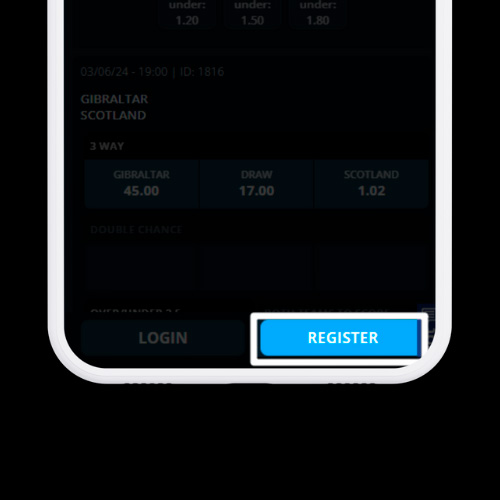 Click "Register" in the Sportpesa app